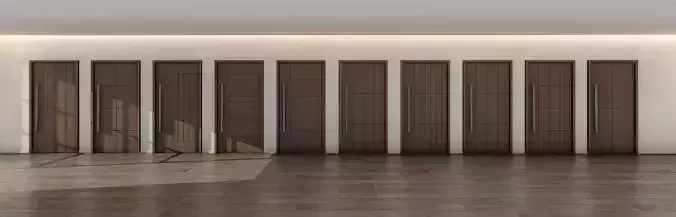 Set II of 10 Realistic Wooden door collection low poly Doors 