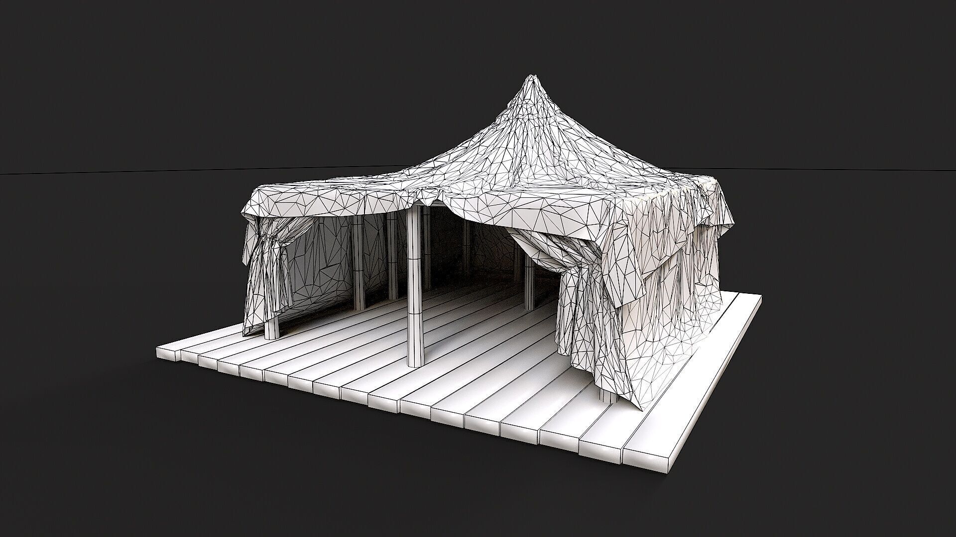 Old Traditional Eastern Nomads Tent 3 Low Poly PBR  Low-poly 3D model_16
