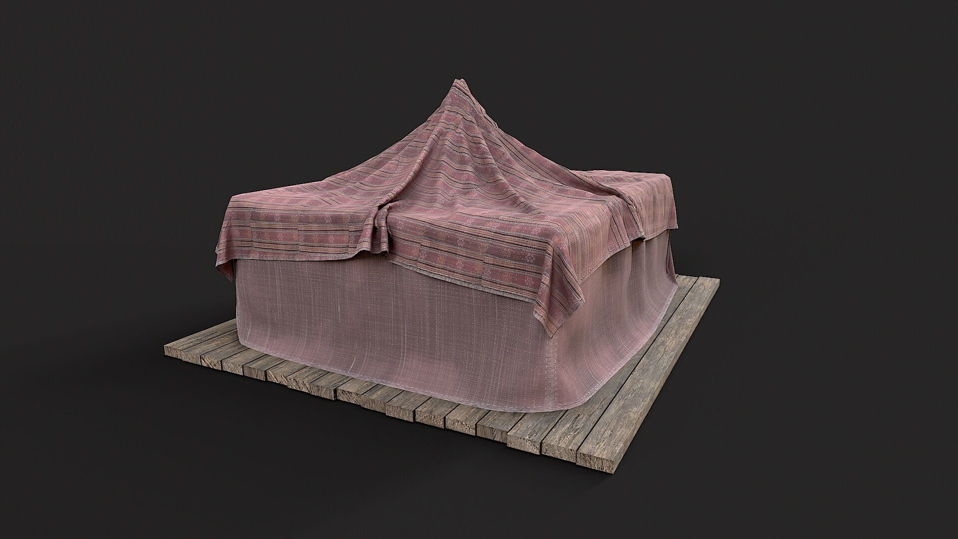 Old Traditional Eastern Nomads Tent 3 Low Poly PBR  Low-poly 3D model_14