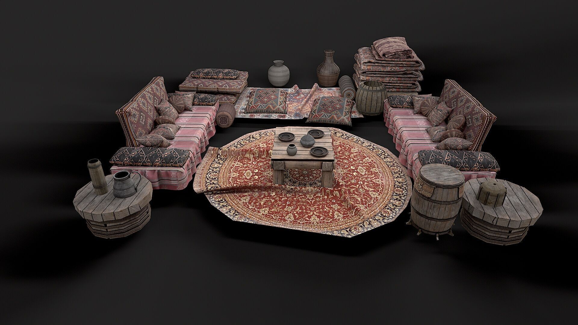 Old Traditional Eastern Nomads Tent 3 Low Poly PBR  Low-poly 3D model_3