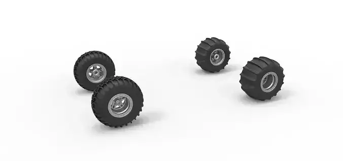 Wheel Set of Uphill Sand Racing Dragster Version 2 Scale 1 to 25