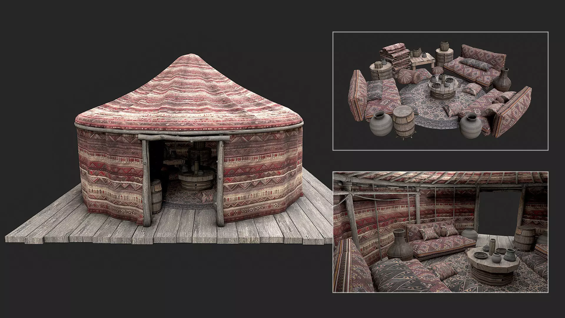 Old Traditional Eastern Nomads Tent 4 Low Poly PBR Low-poly 3D model_0