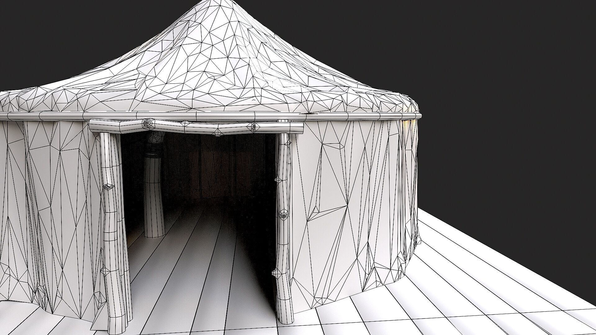 Old Traditional Eastern Nomads Tent 4 Low Poly PBR Low-poly 3D model_19