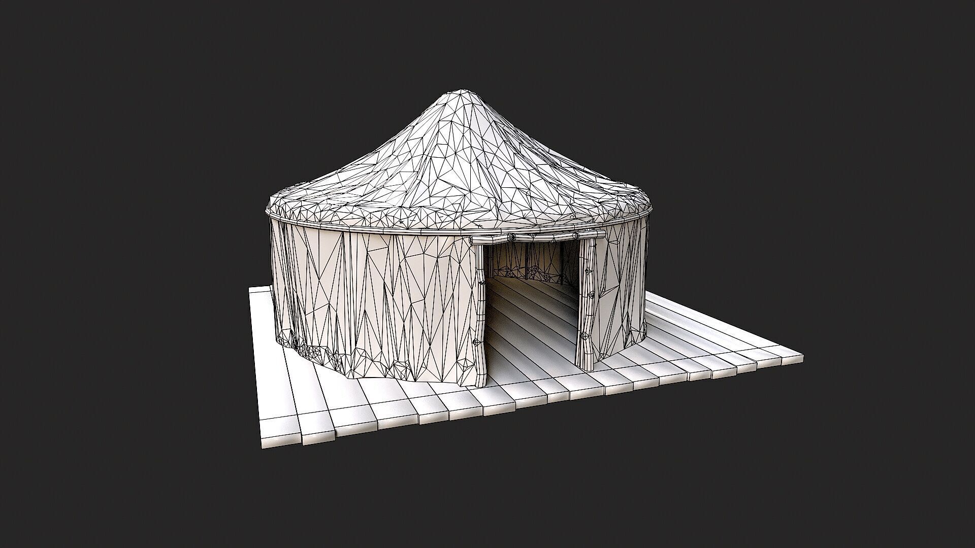 Old Traditional Eastern Nomads Tent 4 Low Poly PBR Low-poly 3D model_18