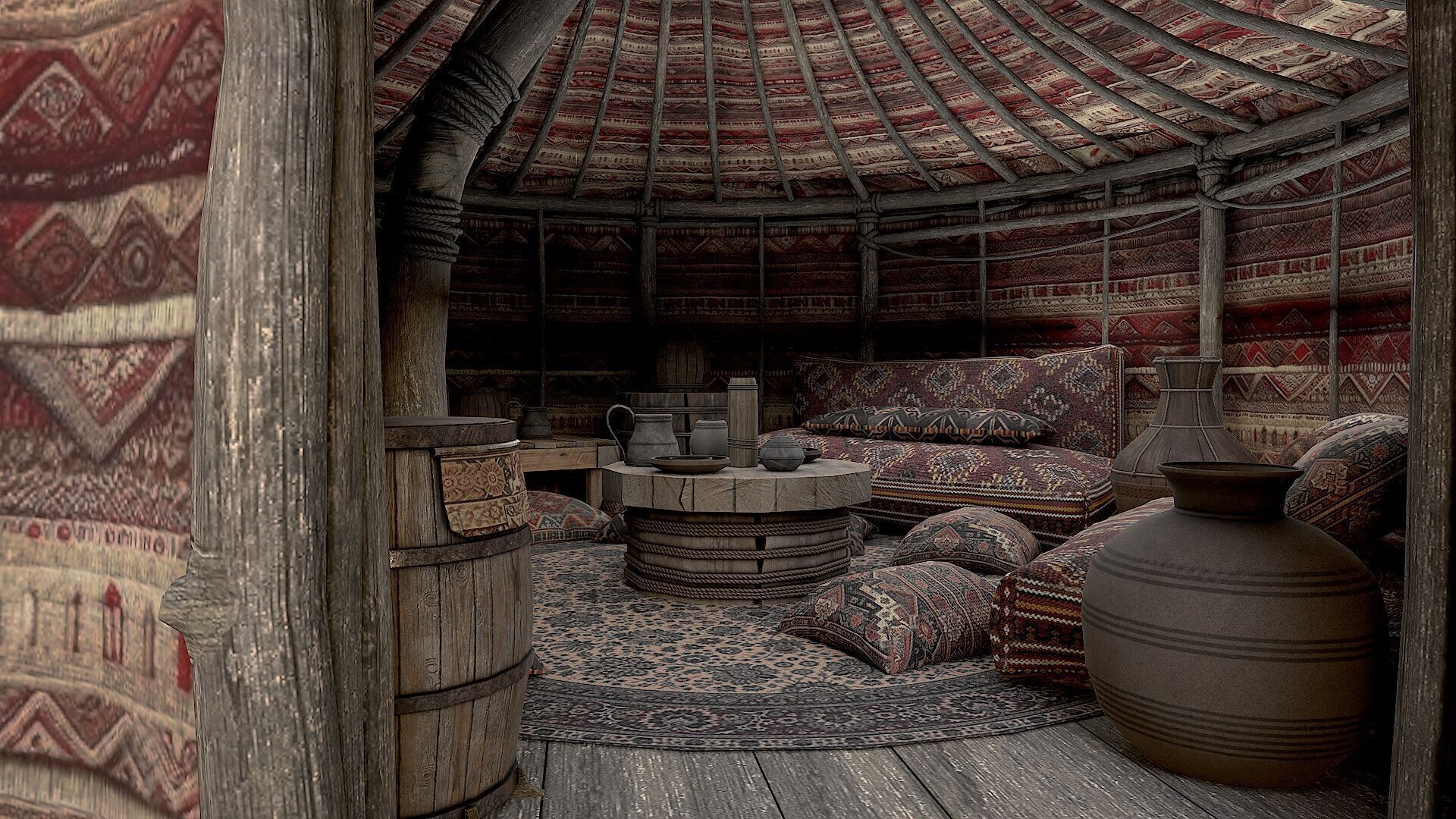 Old Traditional Eastern Nomads Tent 4 Low Poly PBR Low-poly 3D model_9