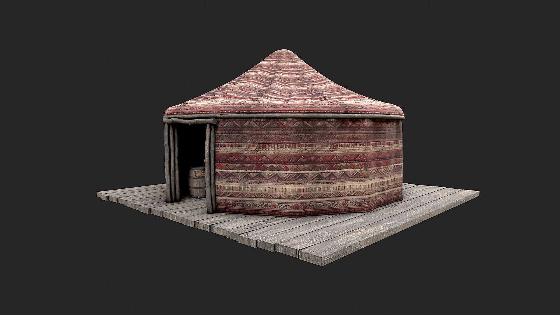 Old Traditional Eastern Nomads Tent 4 Low Poly PBR Low-poly 3D model_17
