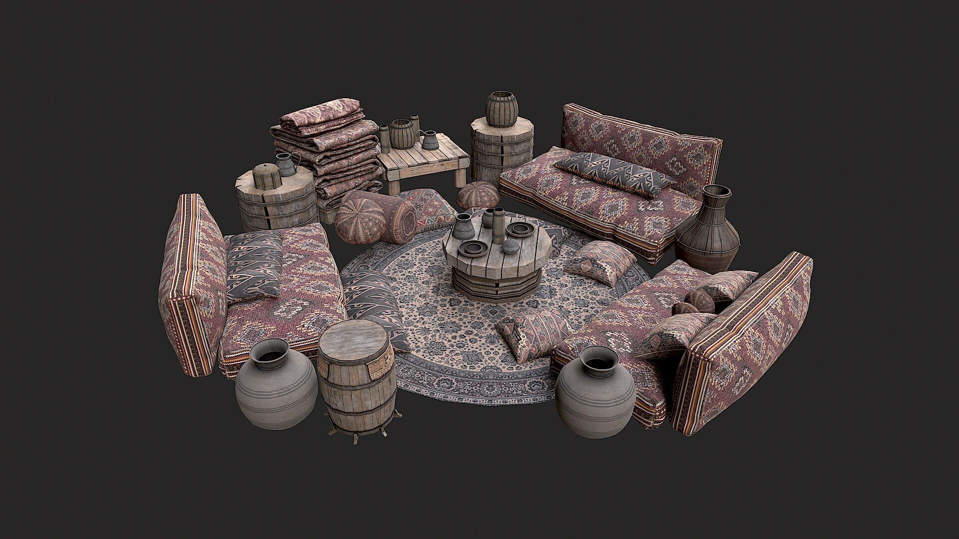 Old Traditional Eastern Nomads Tent 4 Low Poly PBR Low-poly 3D model_6