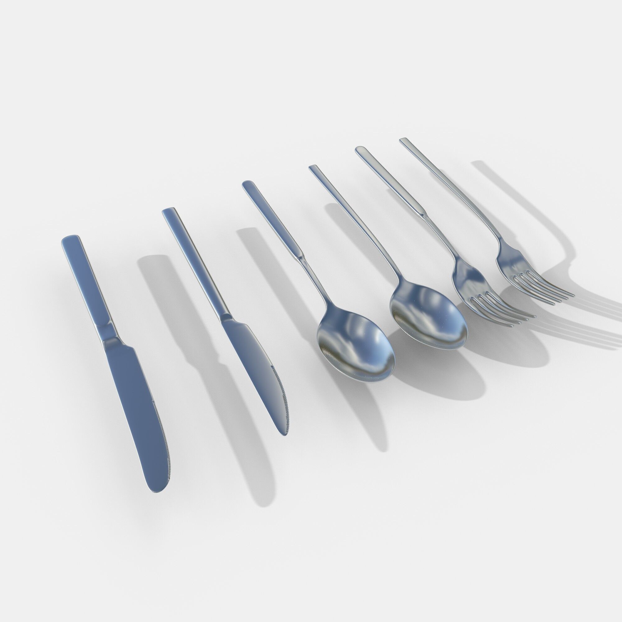 Simple cutlery set 3D model_4