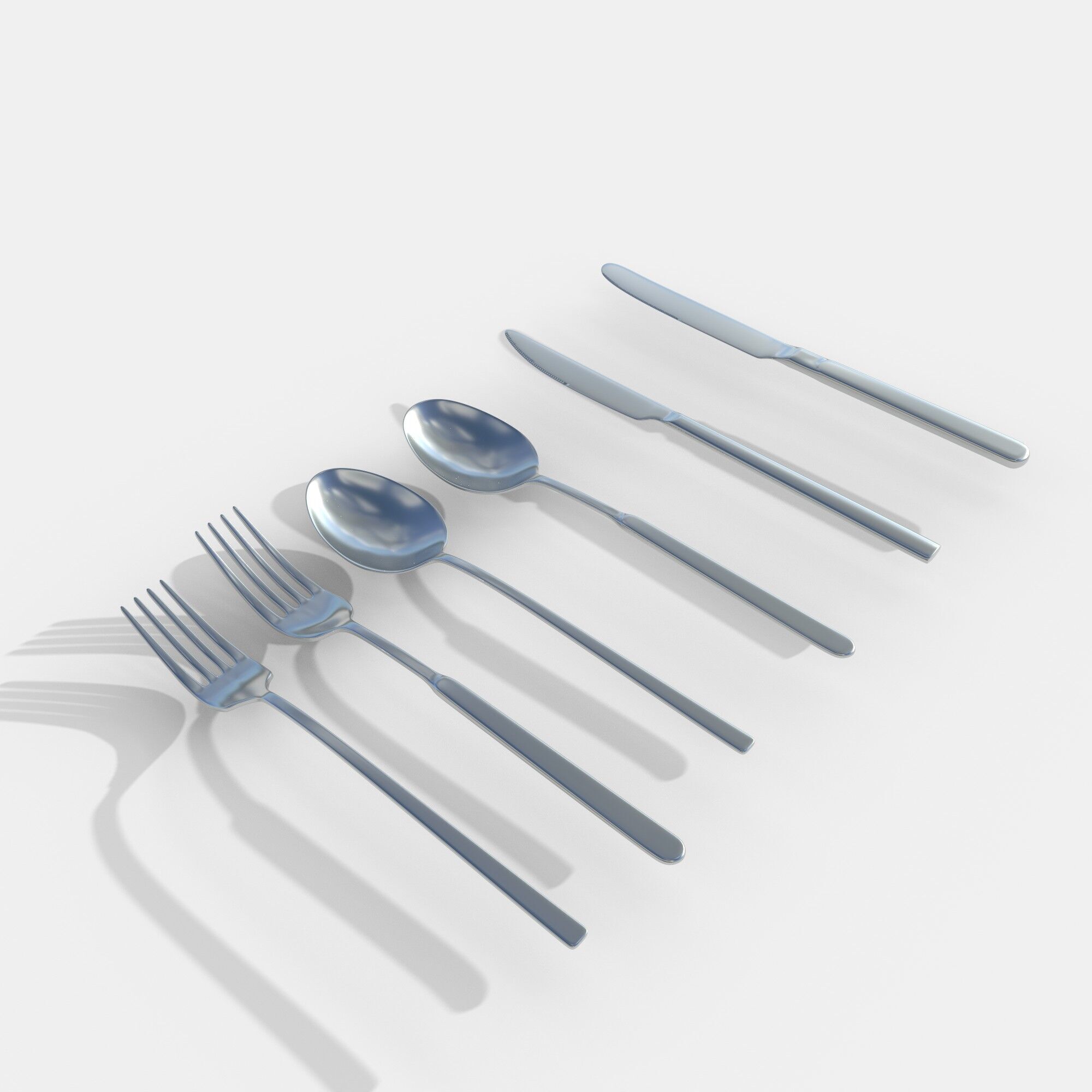 Simple cutlery set 3D model_1