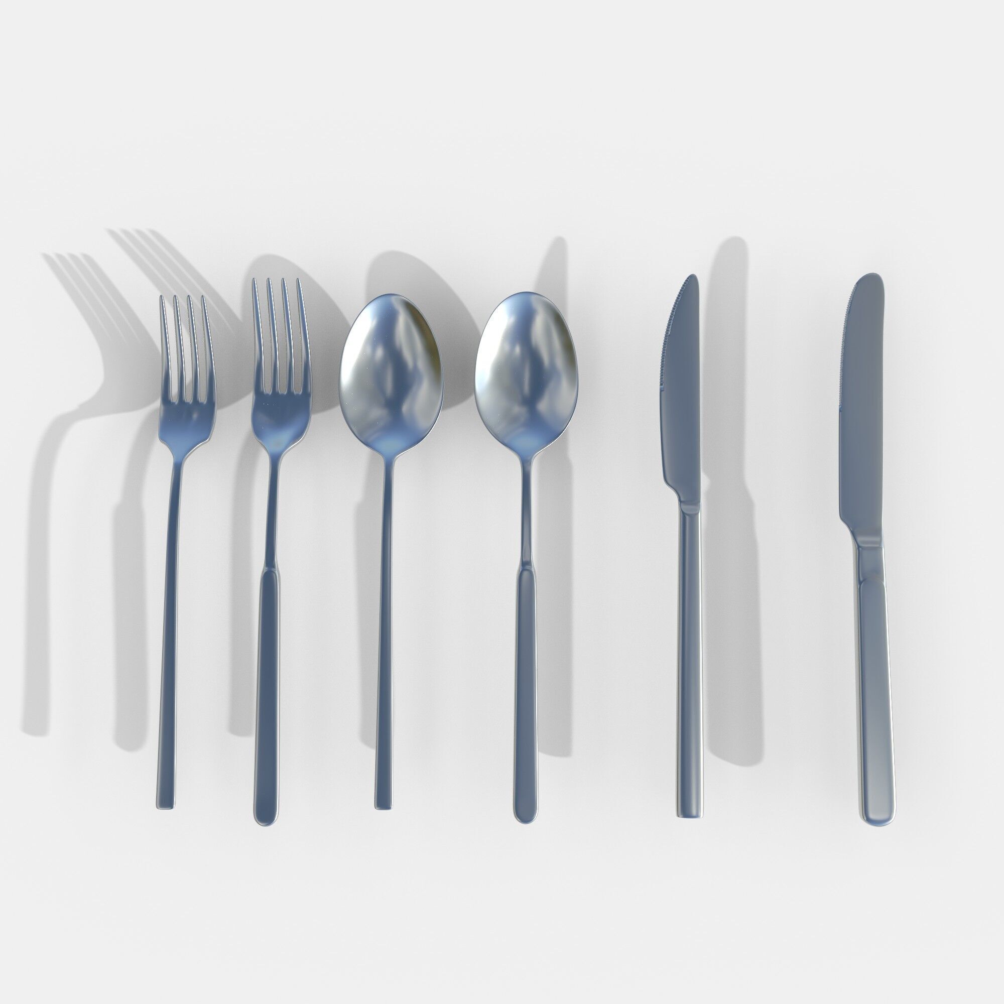 Simple cutlery set 3D model_2
