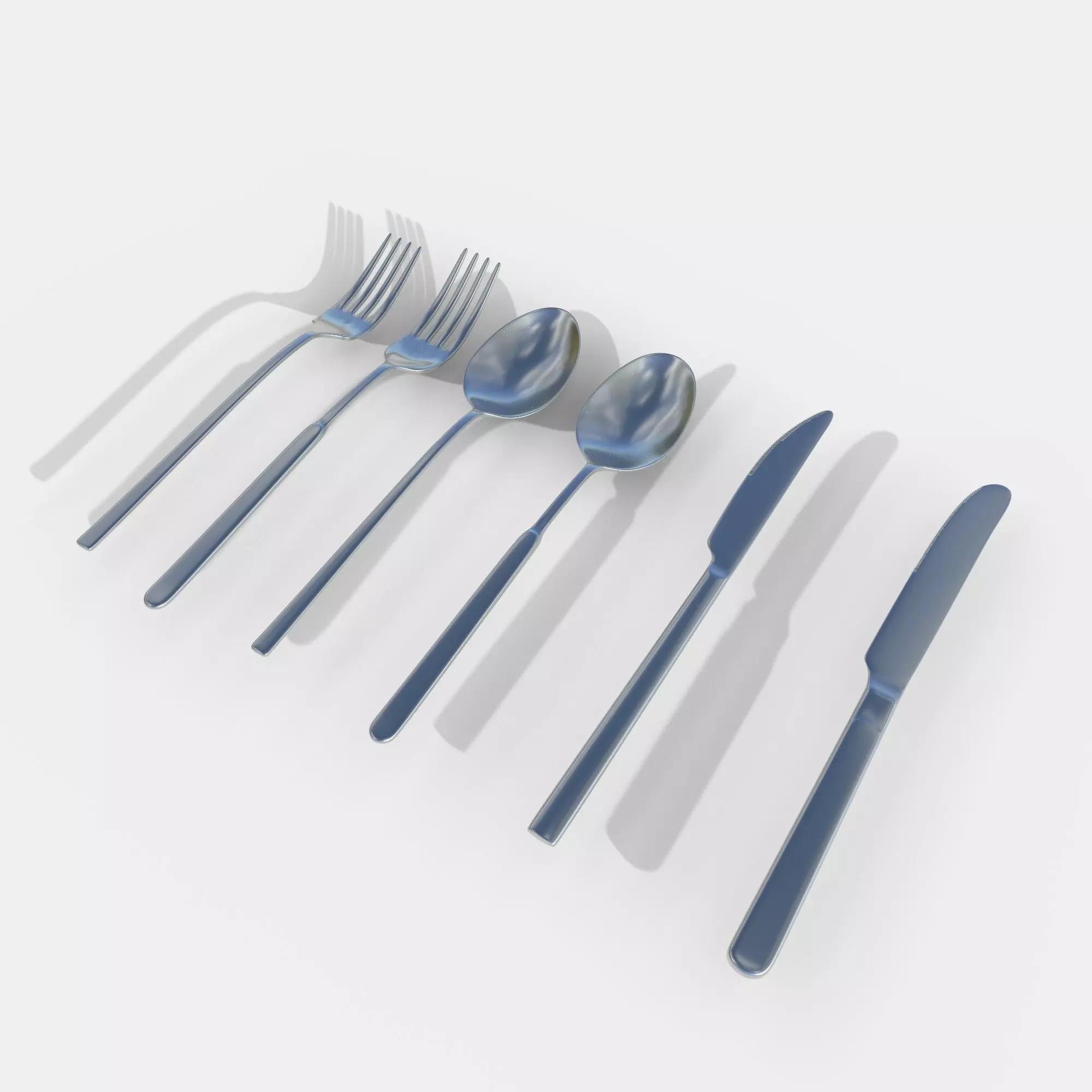 Simple cutlery set 3D model_0