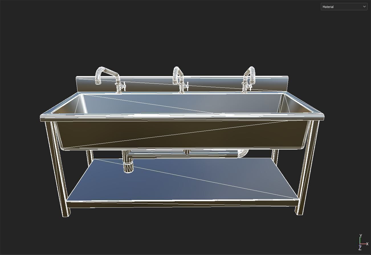 Kitchen sink Low-poly 3D model_7