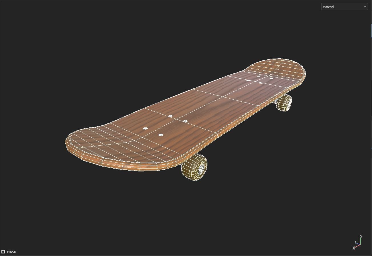 Skateboard Low-poly 3D model_5