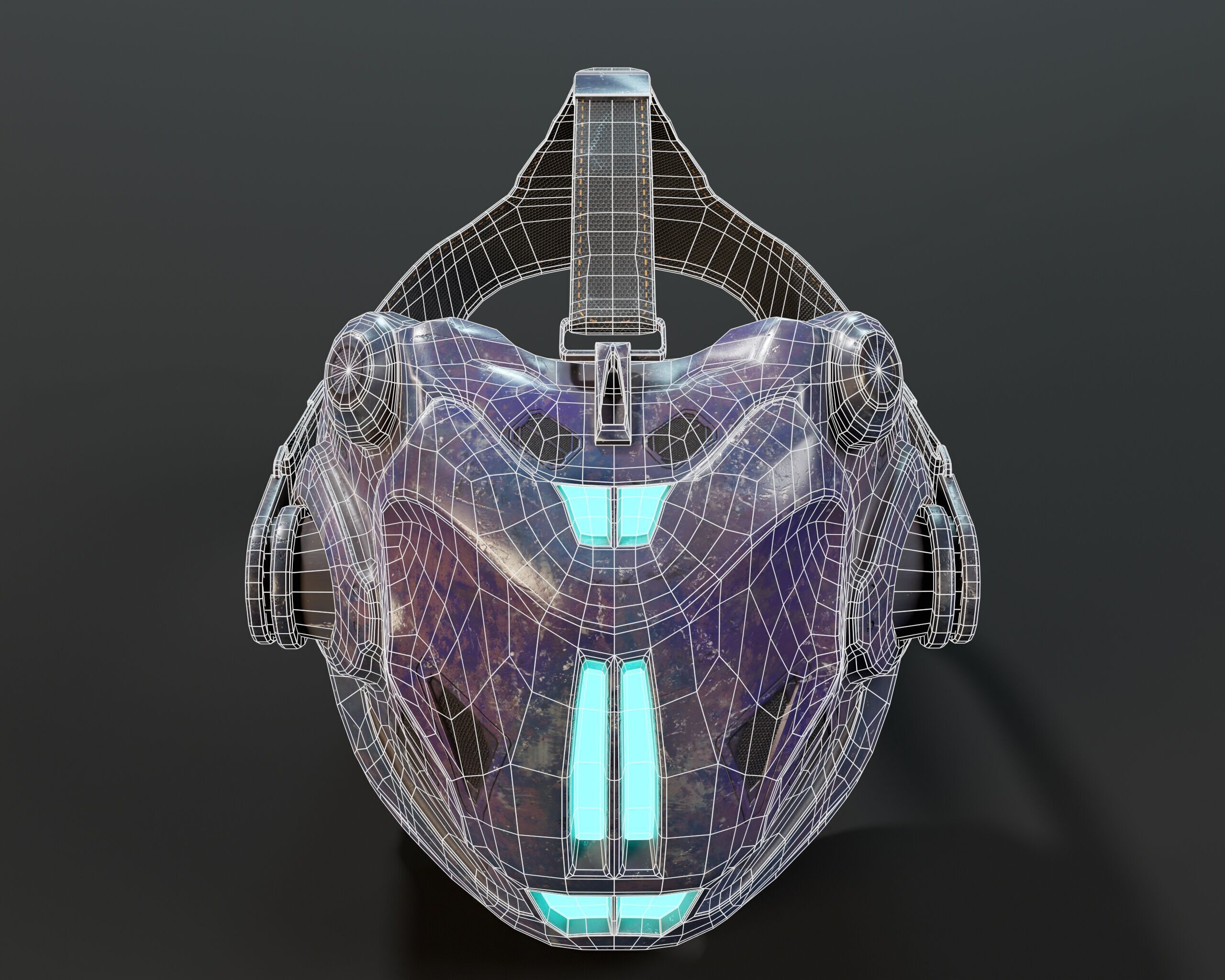 Sci-Fi Nano Hacker Headset Visor MK2 Low-poly 3D model_7