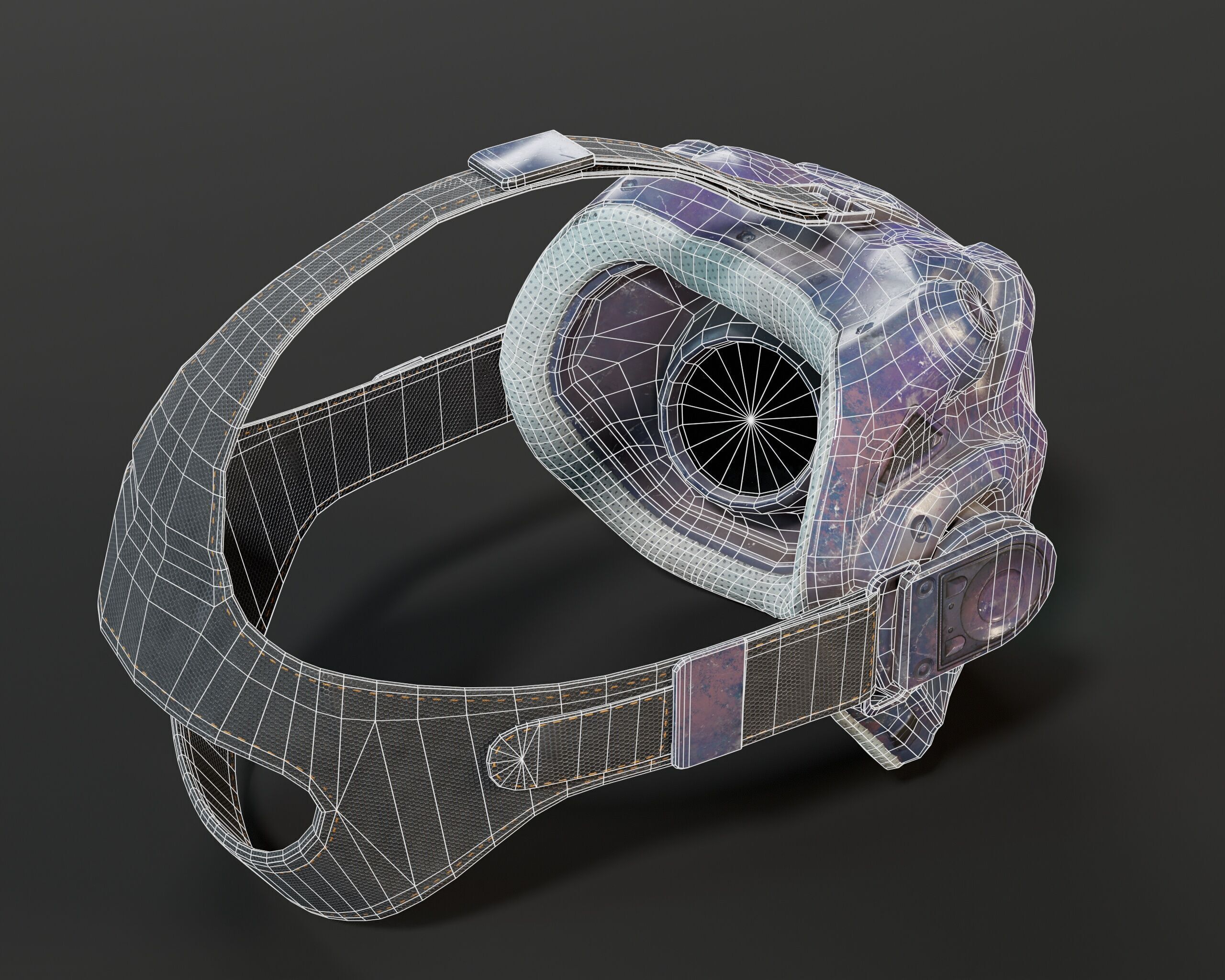 Sci-Fi Nano Hacker Headset Visor MK2 Low-poly 3D model_13