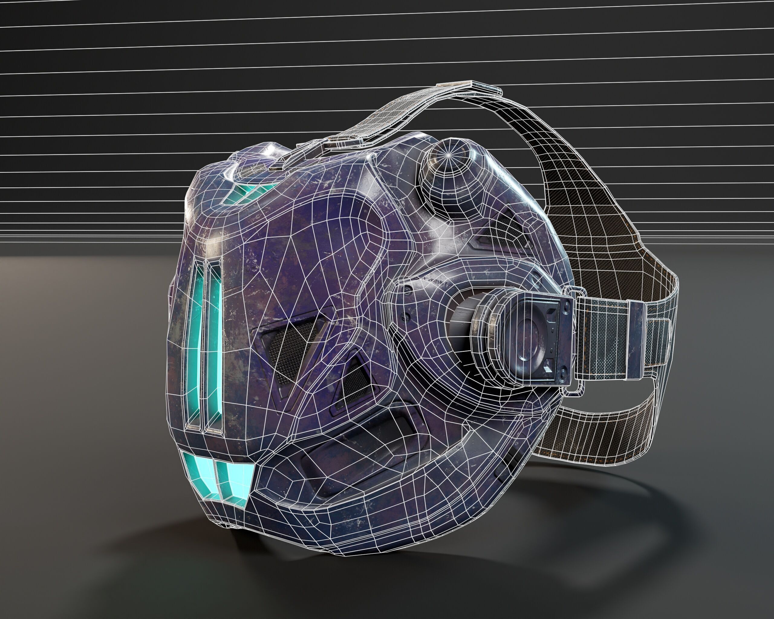 Sci-Fi Nano Hacker Headset Visor MK2 Low-poly 3D model_3