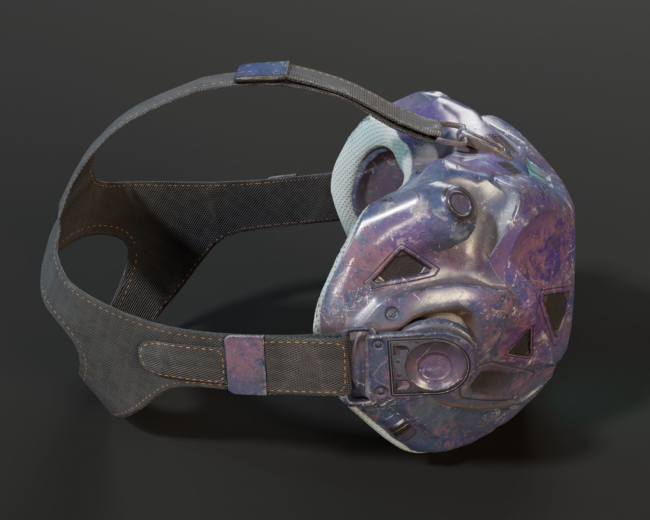 Sci-Fi Nano Hacker Headset Visor MK2 Low-poly 3D model_10