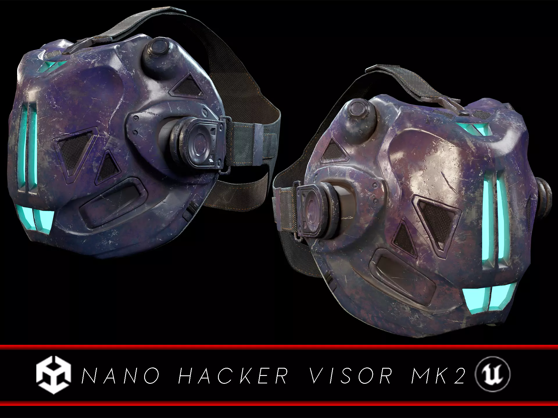 Sci-Fi Nano Hacker Headset Visor MK2 Low-poly 3D model_0
