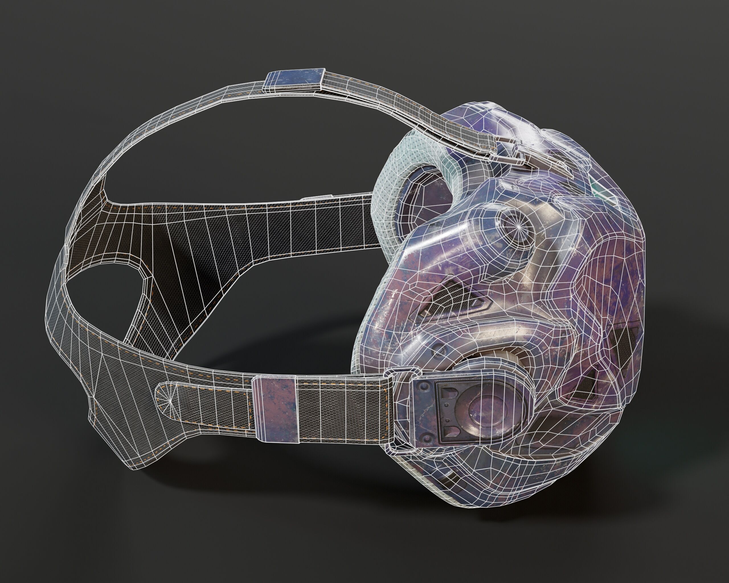 Sci-Fi Nano Hacker Headset Visor MK2 Low-poly 3D model_11