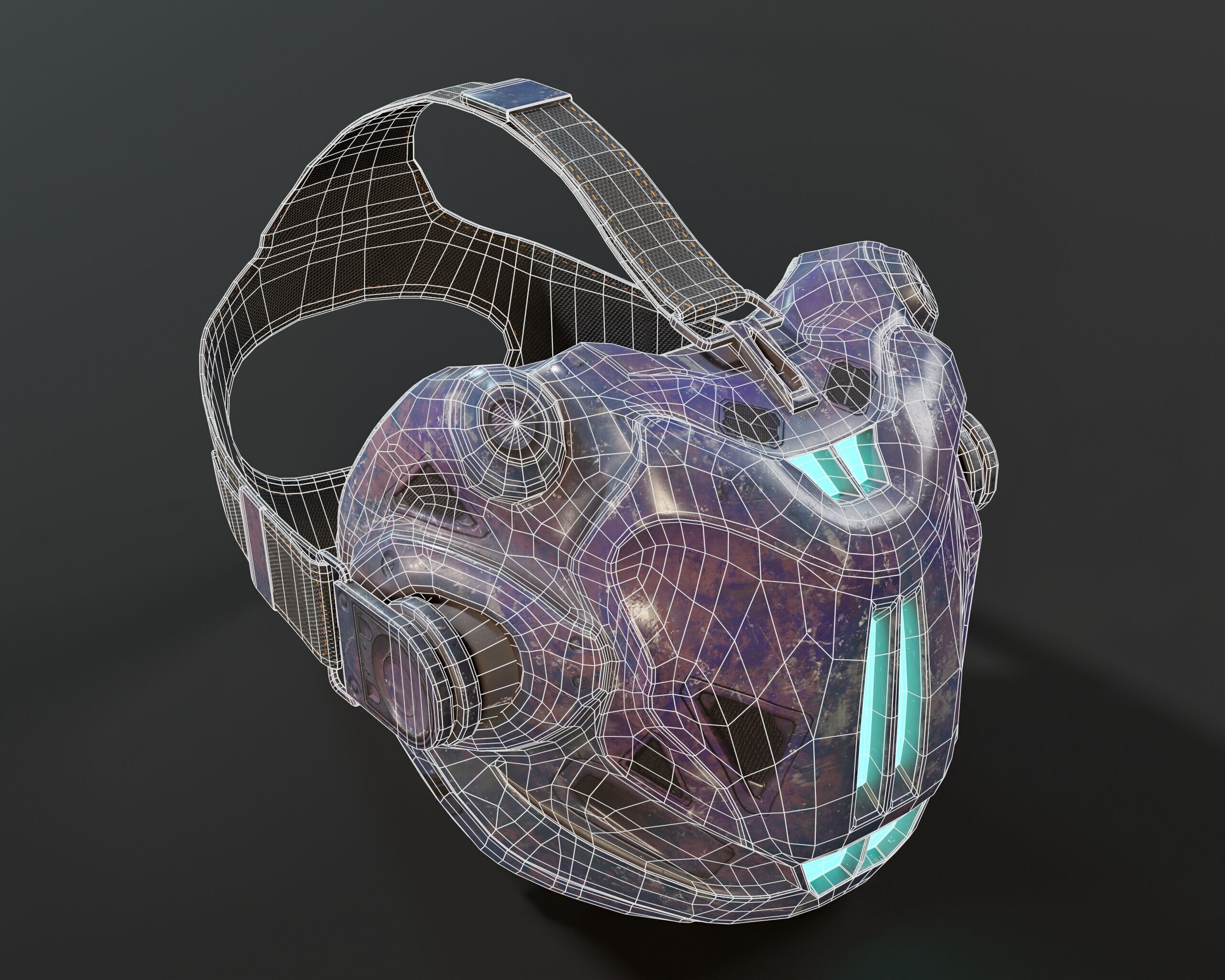 Sci-Fi Nano Hacker Headset Visor MK2 Low-poly 3D model_9