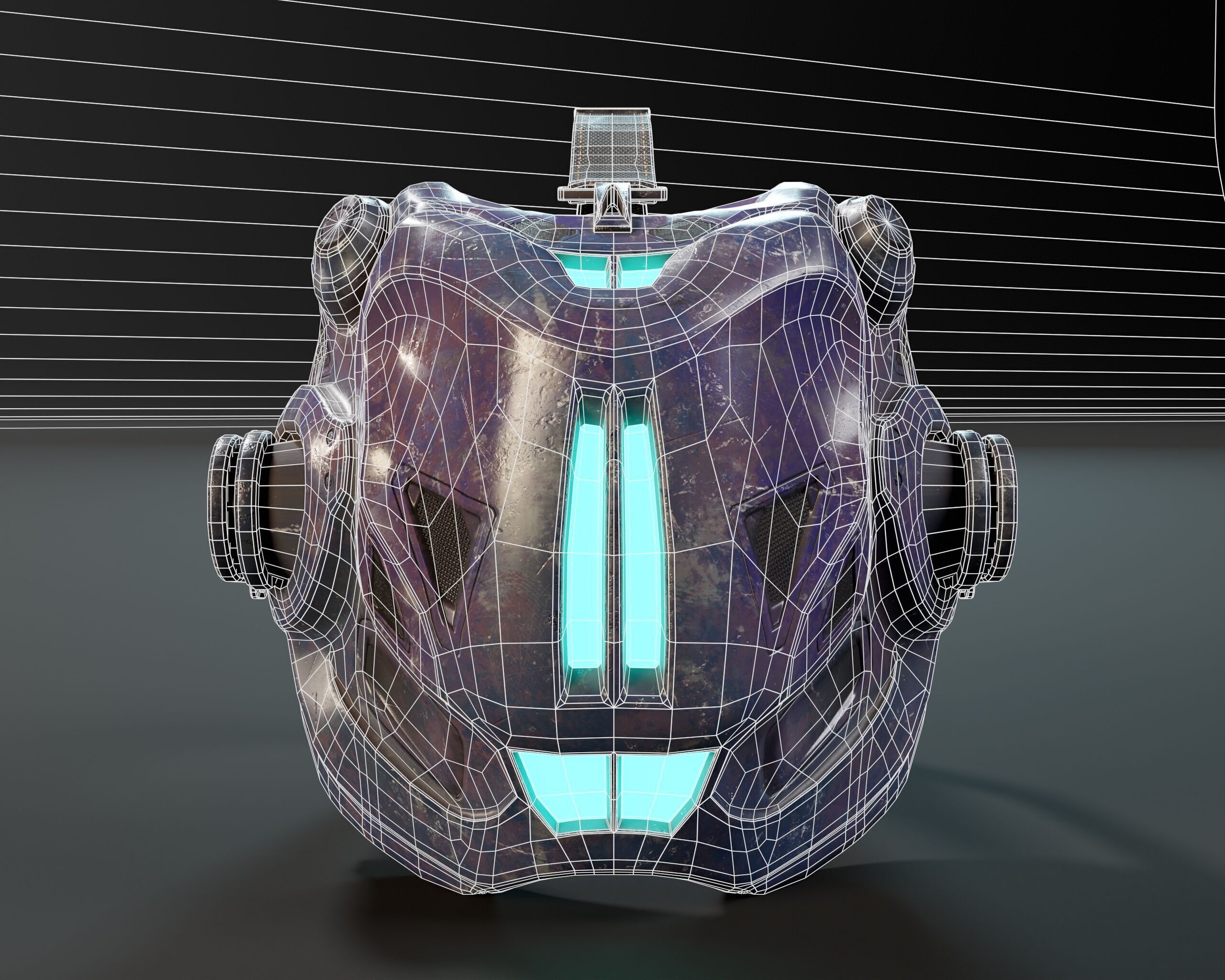 Sci-Fi Nano Hacker Headset Visor MK2 Low-poly 3D model_5