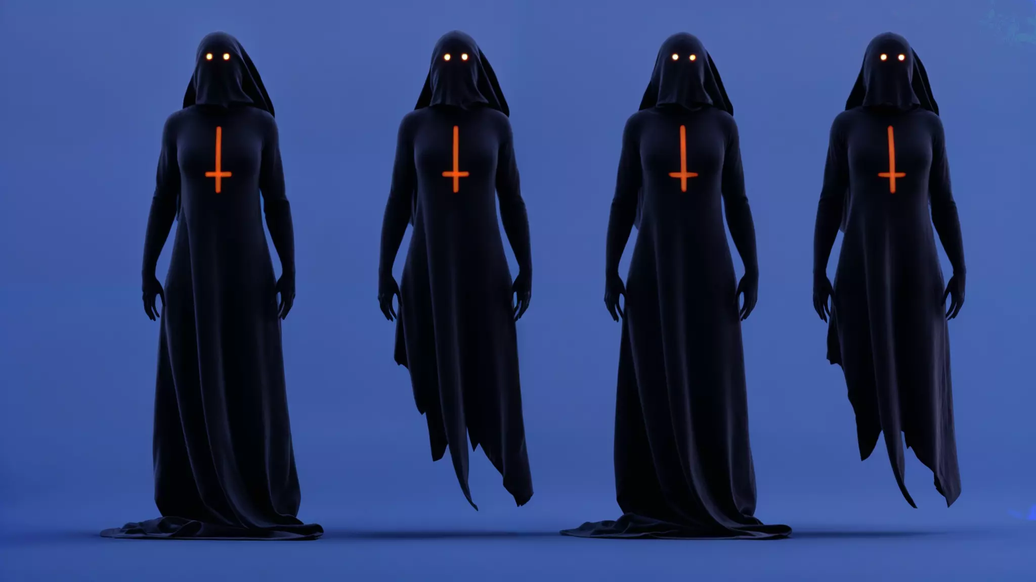 demonic ghosts Low-poly 3D model_0