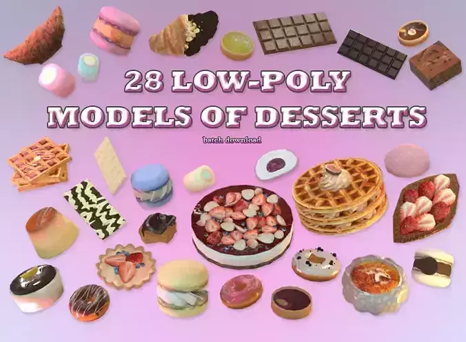 Dessert SET Low-poly 3D model
