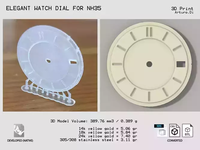 Elegant watch dial for NH35 3D print model