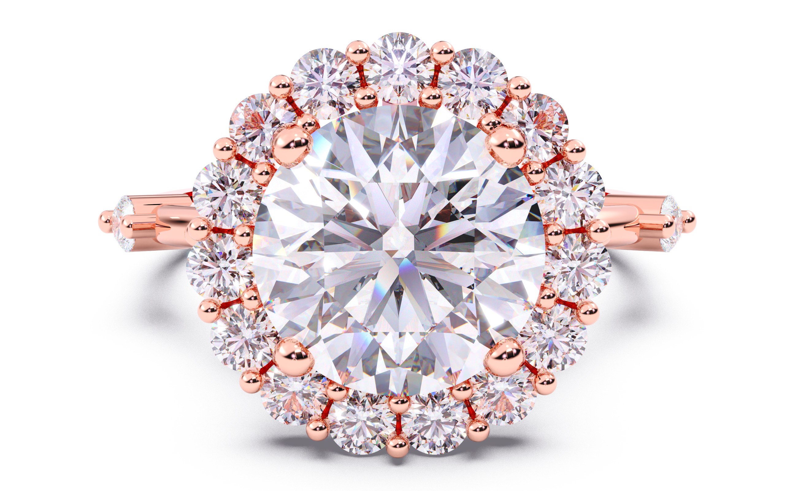 Round Diamond Cluster Setting Solitaire Ring 3D print model_17