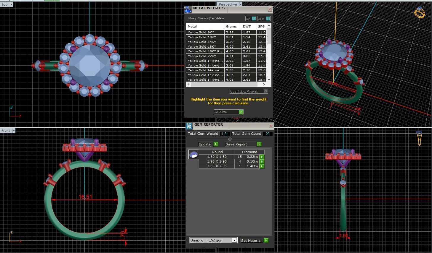 Round Diamond Cluster Setting Solitaire Ring 3D print model_1