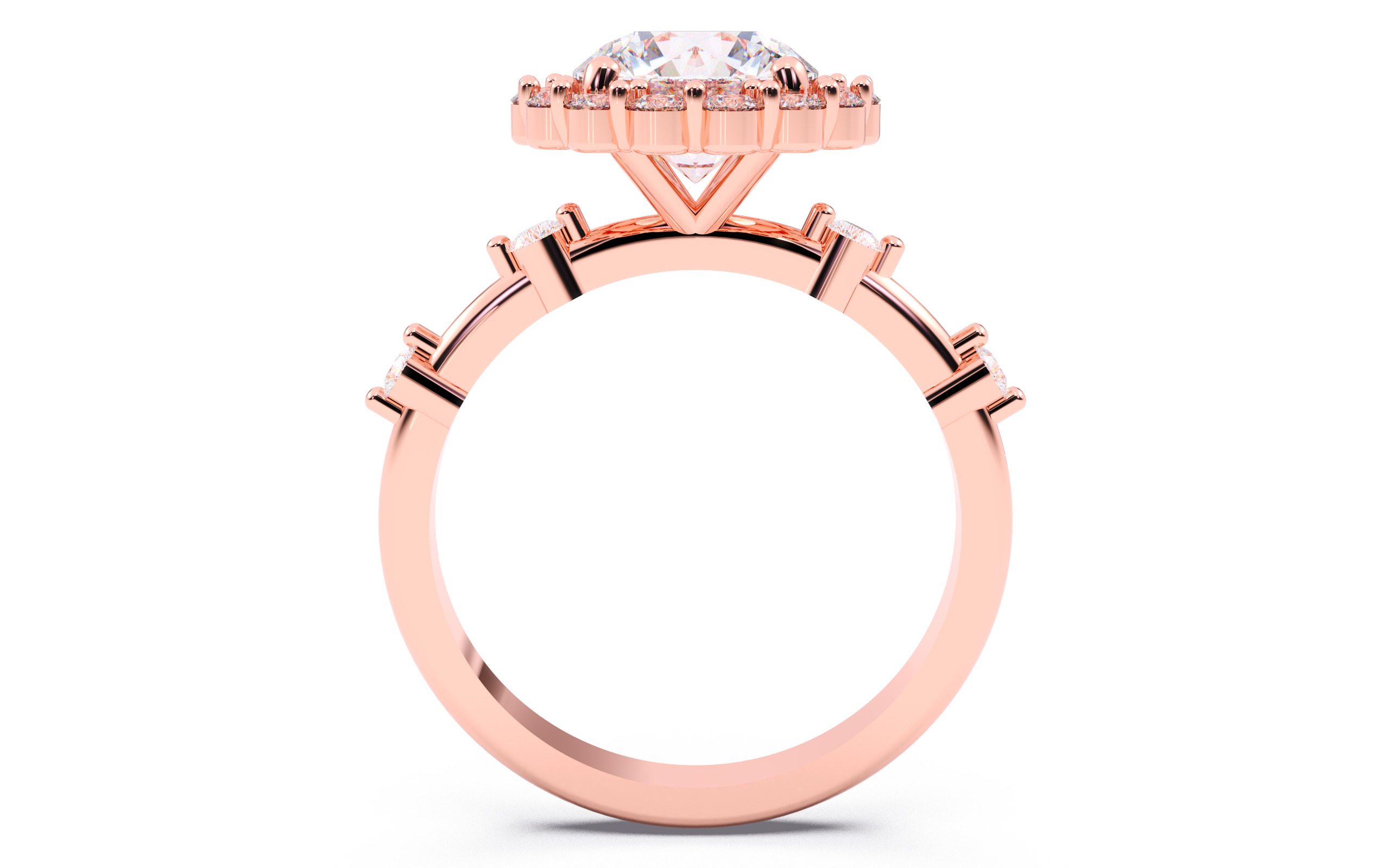 Round Diamond Cluster Setting Solitaire Ring 3D print model_6