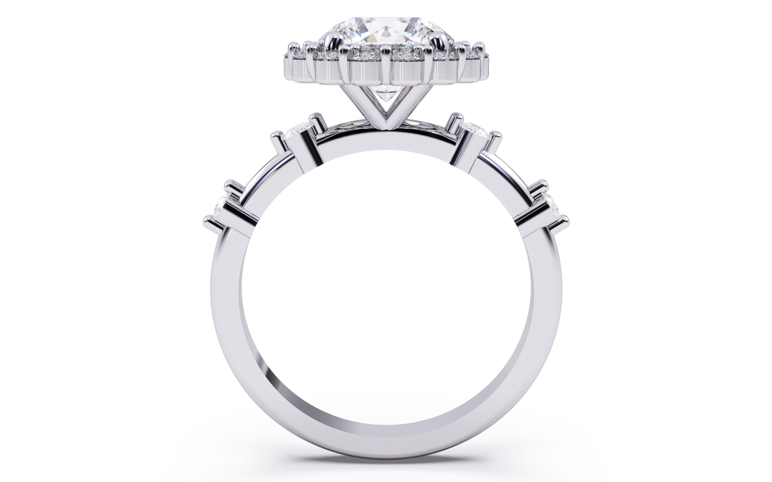 Round Diamond Cluster Setting Solitaire Ring 3D print model_9