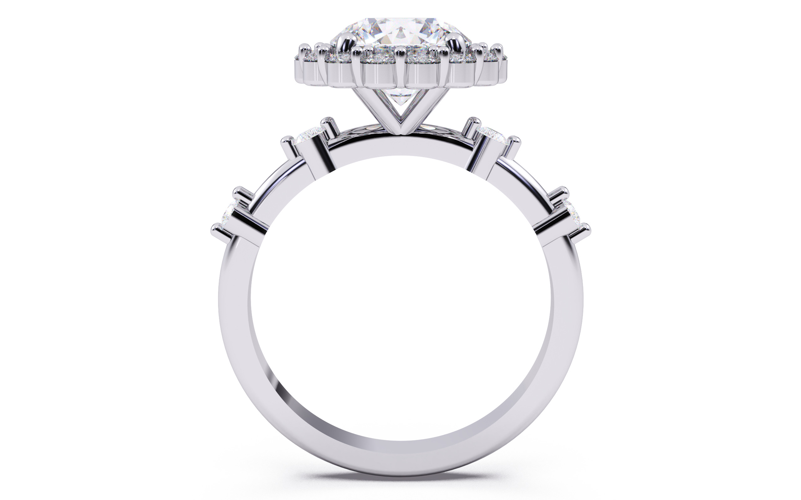 Round Diamond Cluster Setting Solitaire Ring 3D print model_8