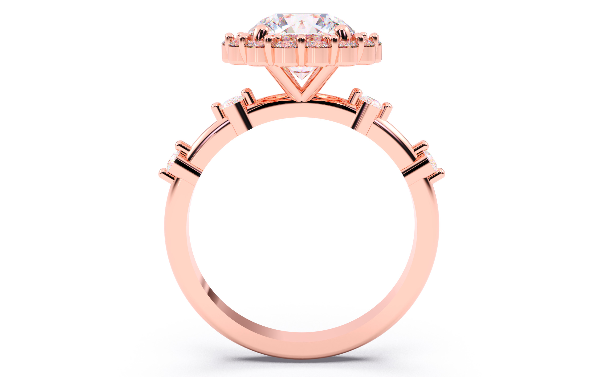 Round Diamond Cluster Setting Solitaire Ring 3D print model_7