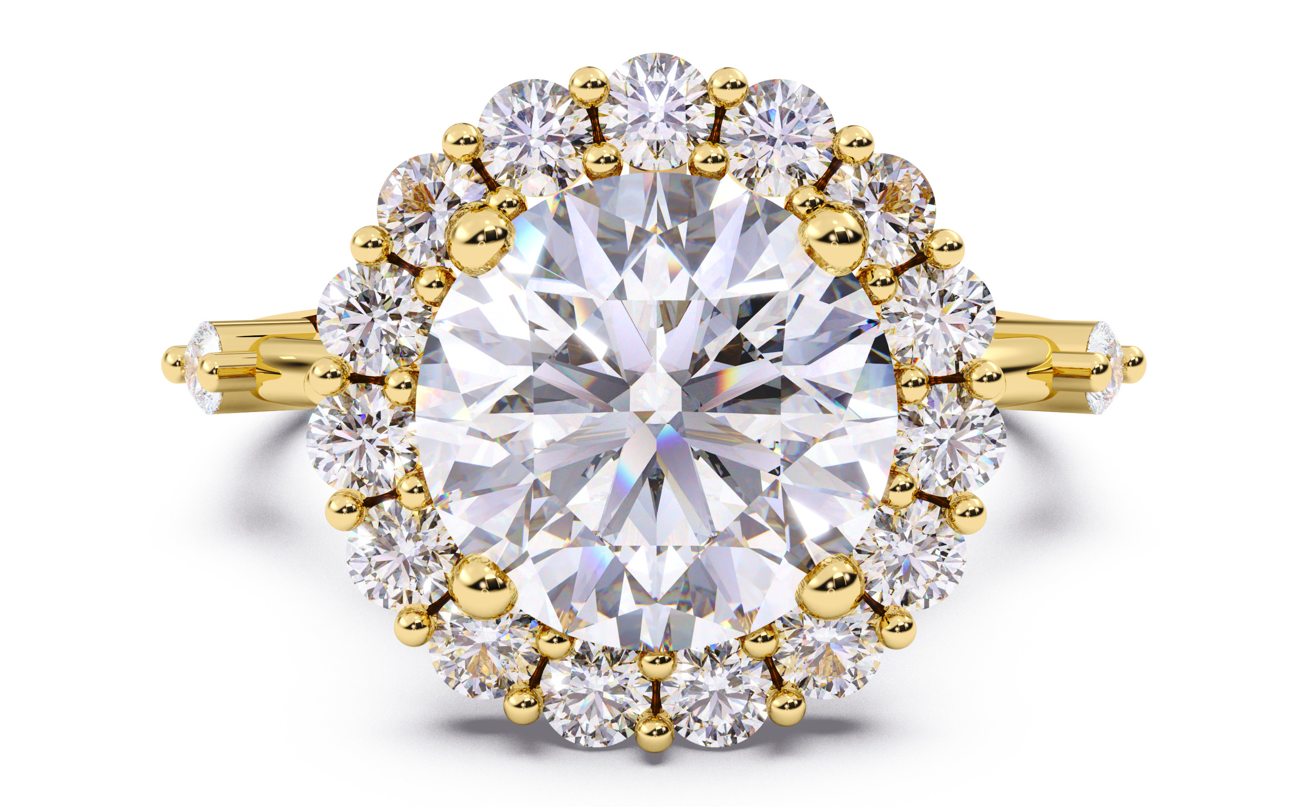 Round Diamond Cluster Setting Solitaire Ring 3D print model_12