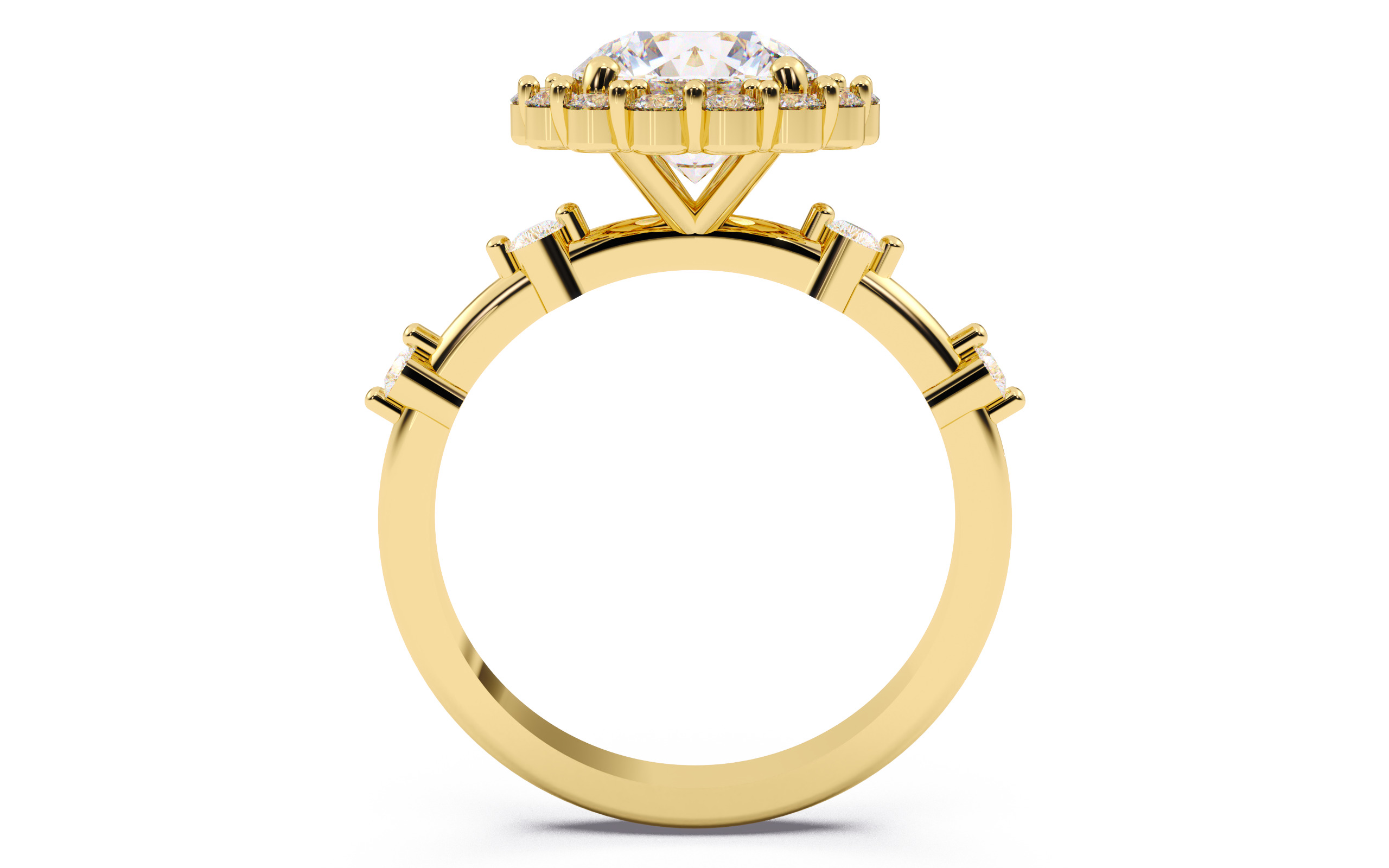 Round Diamond Cluster Setting Solitaire Ring 3D print model_10