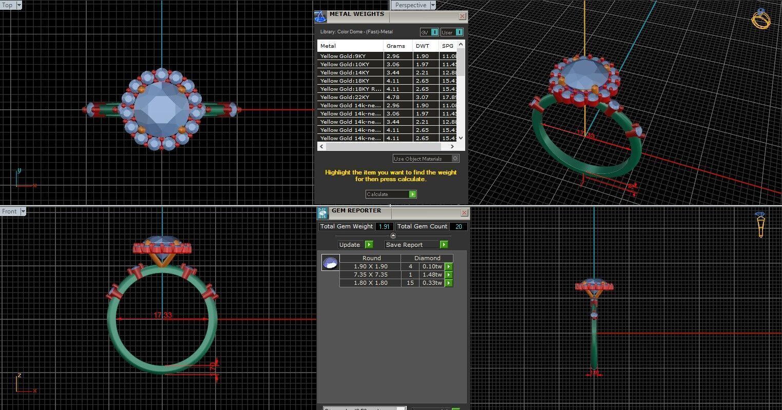 Round Diamond Cluster Setting Solitaire Ring 3D print model_25