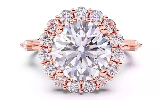 Round Diamond Cluster Setting Solitaire Ring 3D print model