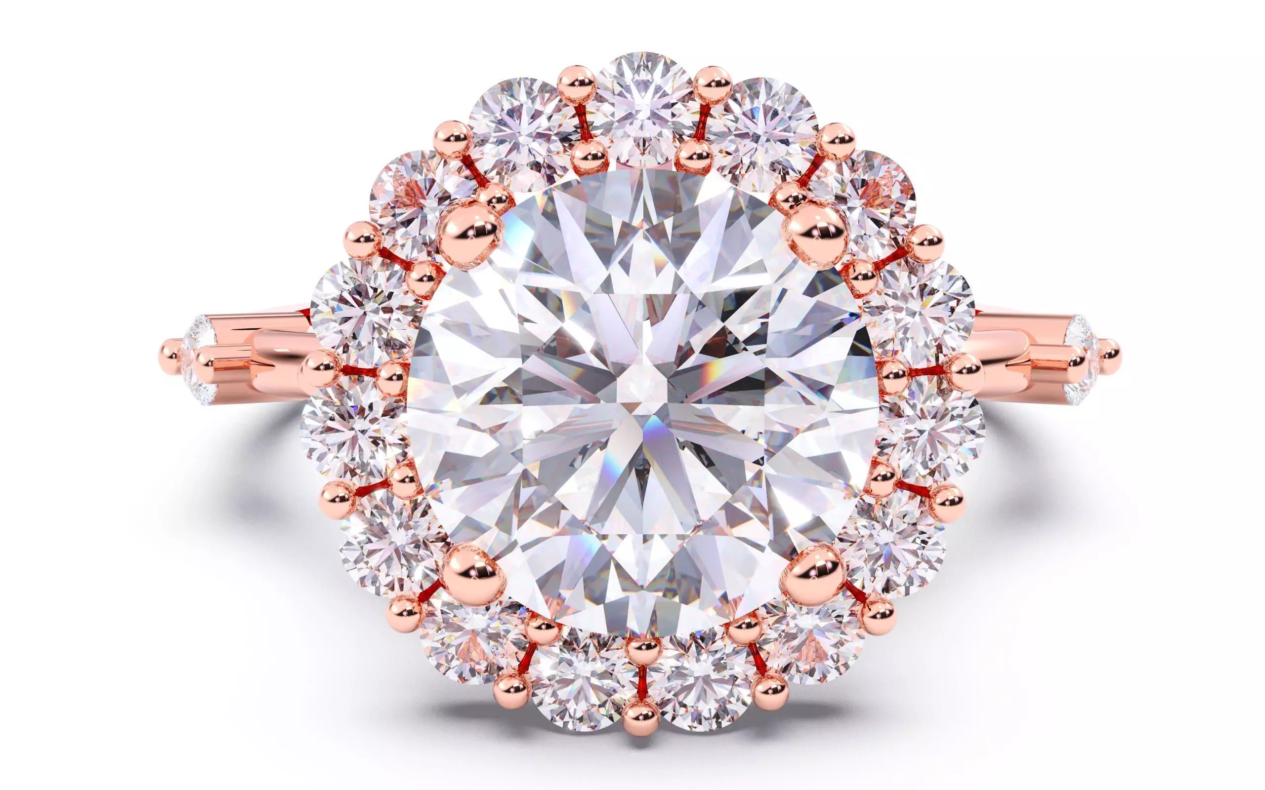 Round Diamond Cluster Setting Solitaire Ring 3D print model_0