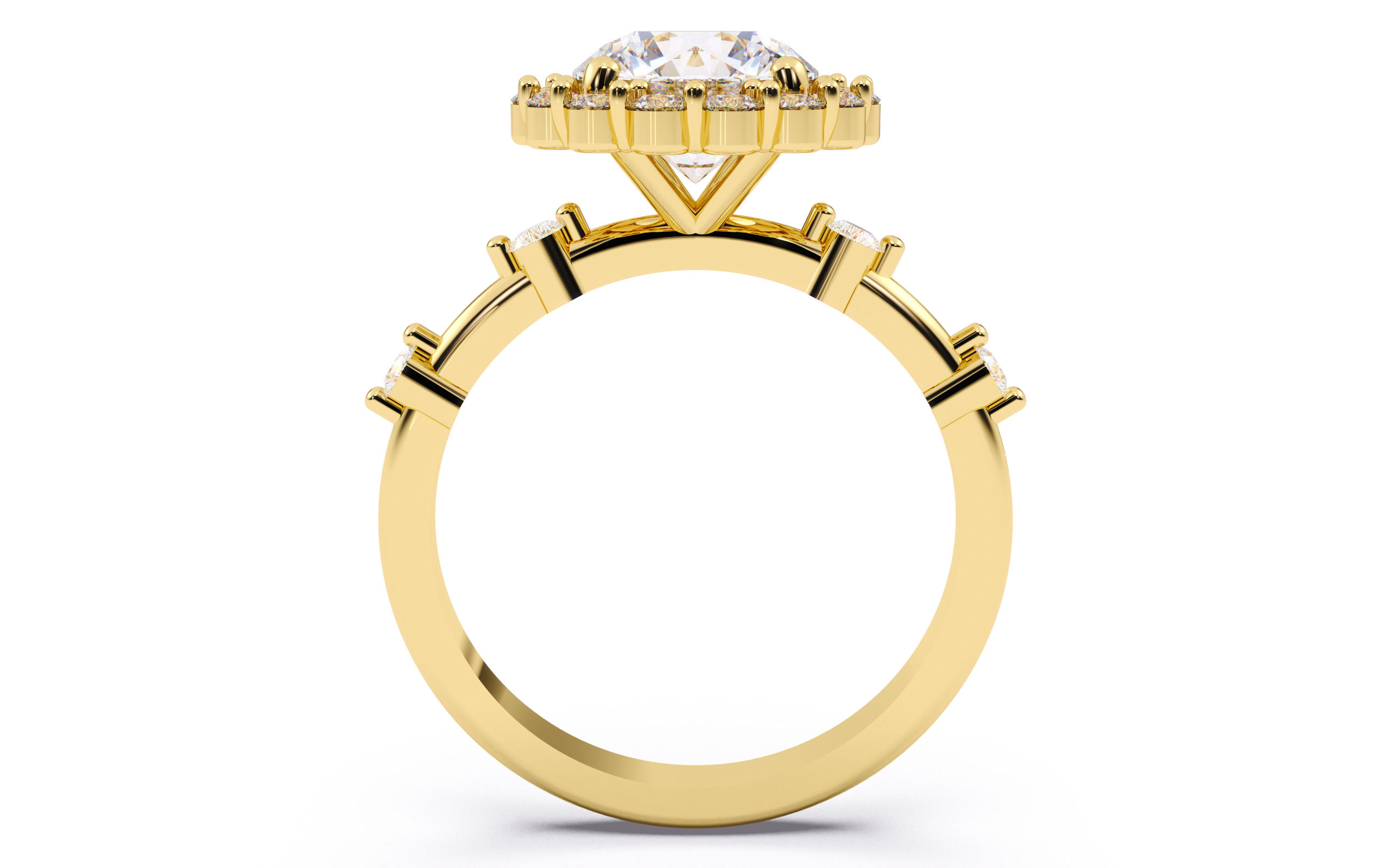 Round Diamond Cluster Setting Solitaire Ring 3D print model_11
