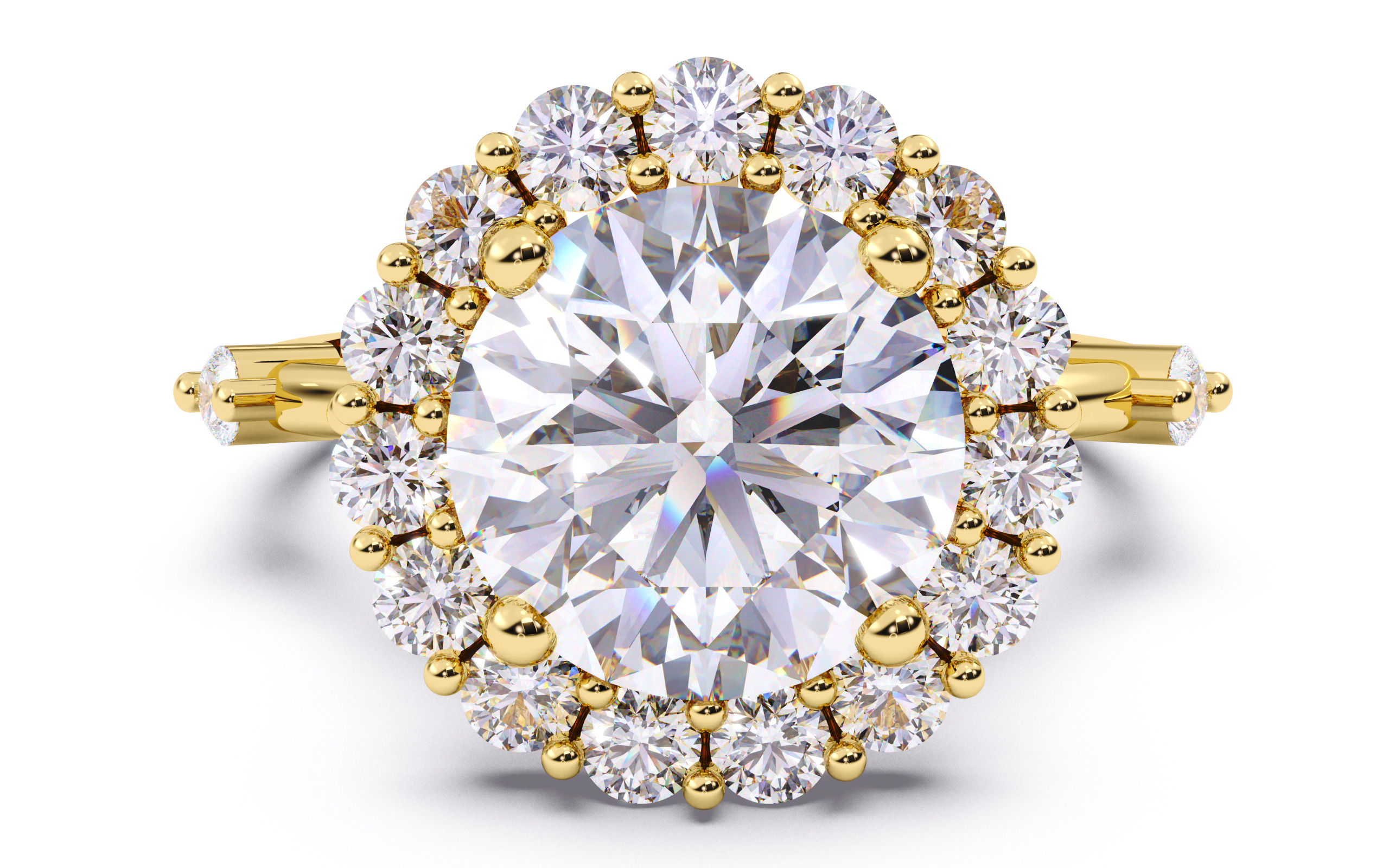 Round Diamond Cluster Setting Solitaire Ring 3D print model_14