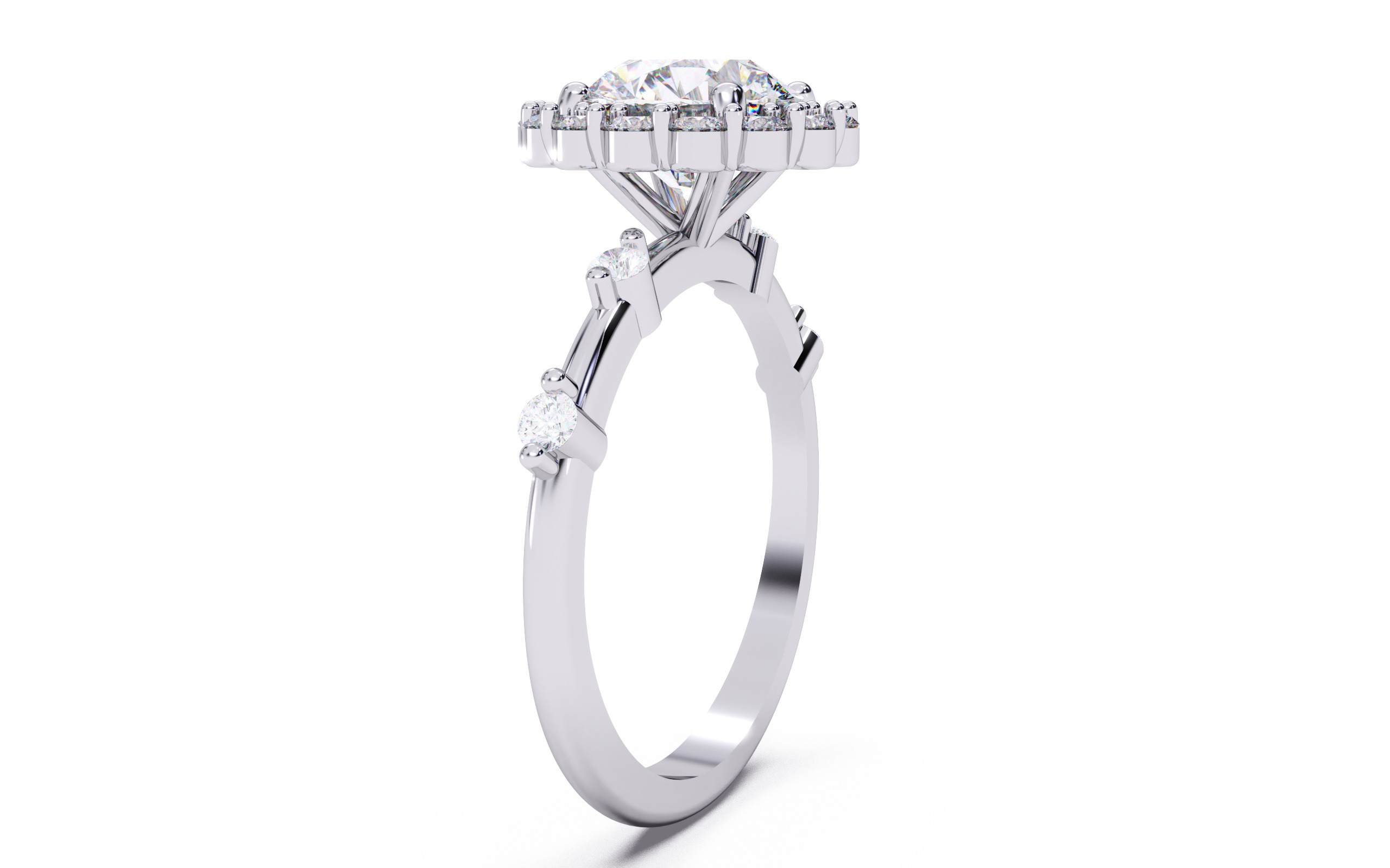 Round Diamond Cluster Setting Solitaire Ring 3D print model_18