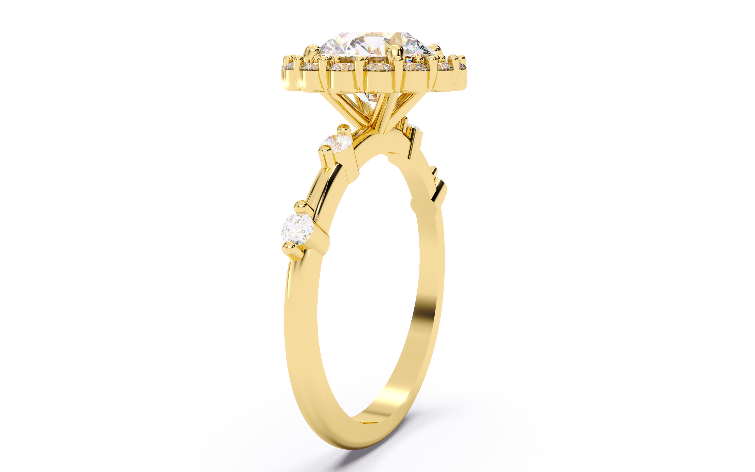 Round Diamond Cluster Setting Solitaire Ring 3D print model_21