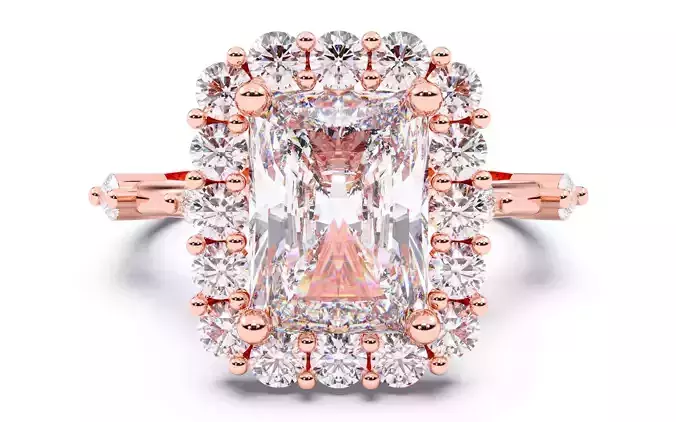 Radiant Diamond Cluster Setting Solitaire Ring  3D print model