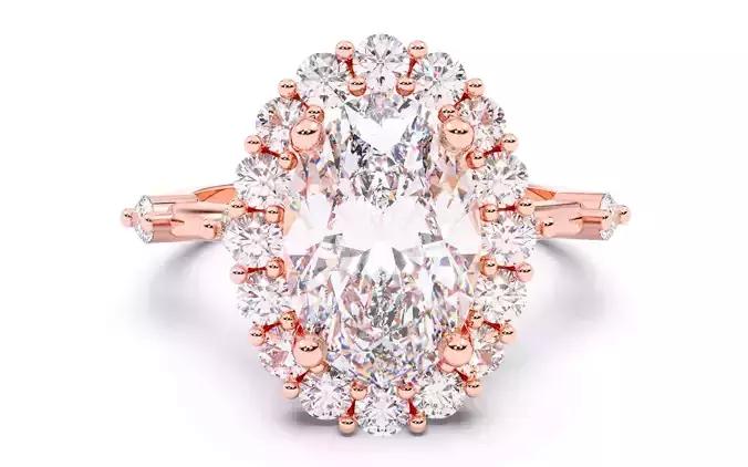Oval Diamond Cluster Setting Solitaire Ring  3D print model