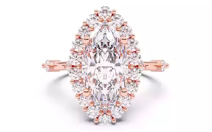 Marquise Diamond Cluster Setting Solitaire Ring 3D print model
