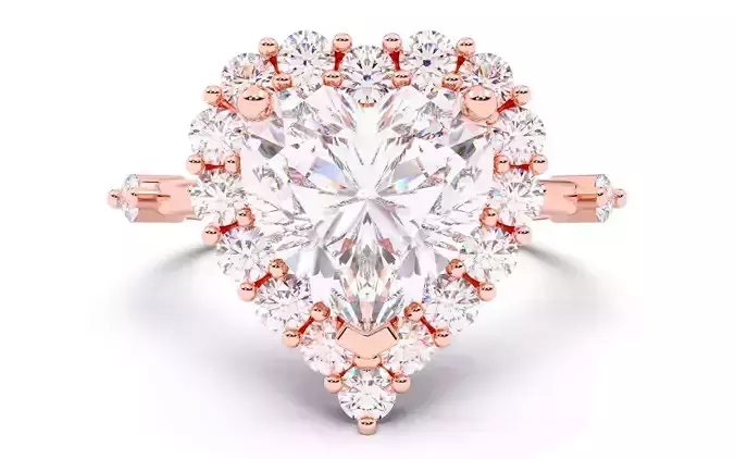   Heart Diamond Cluster Setting Solitaire Ring  3D print model