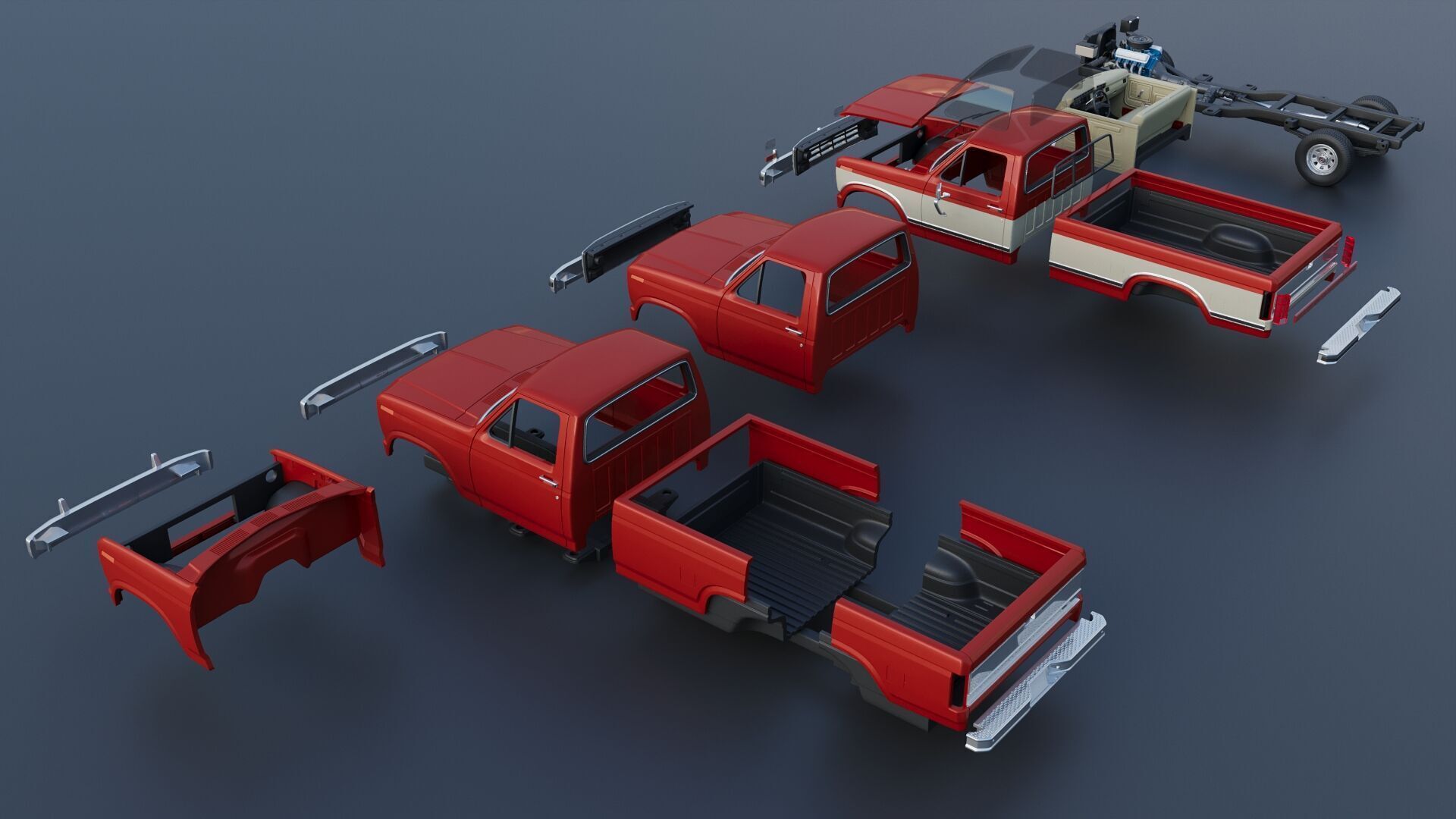 Pickup Truck F-150 Long Bed 1983 3D print model_18