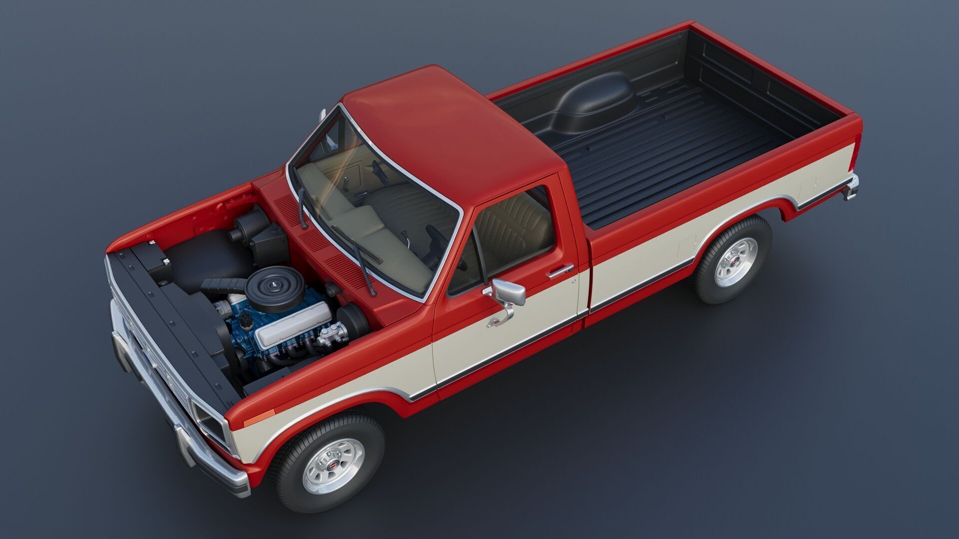 Pickup Truck F-150 Long Bed 1983 3D print model_14