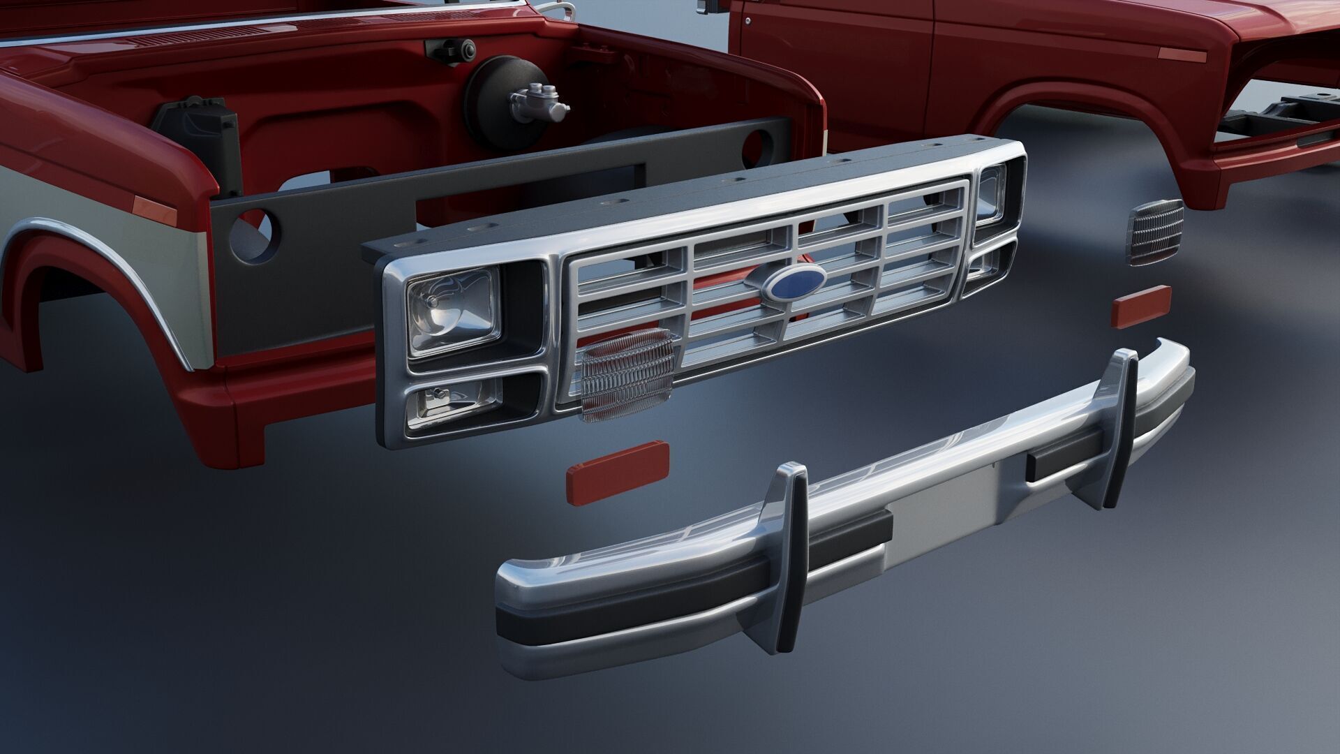 Pickup Truck F-150 Long Bed 1983 3D print model_22